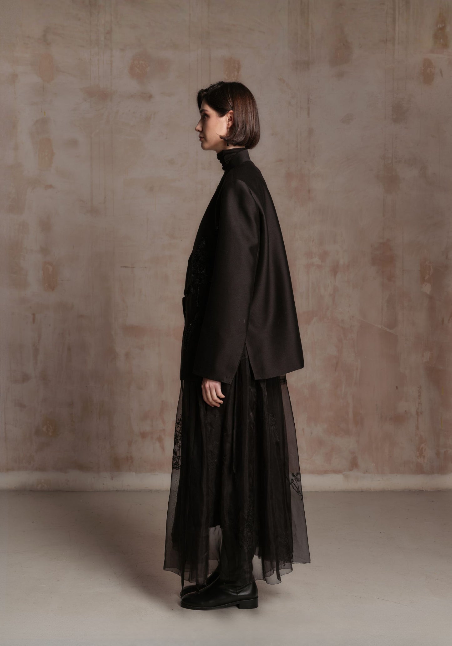 Black Suit Jacket with Beading Details