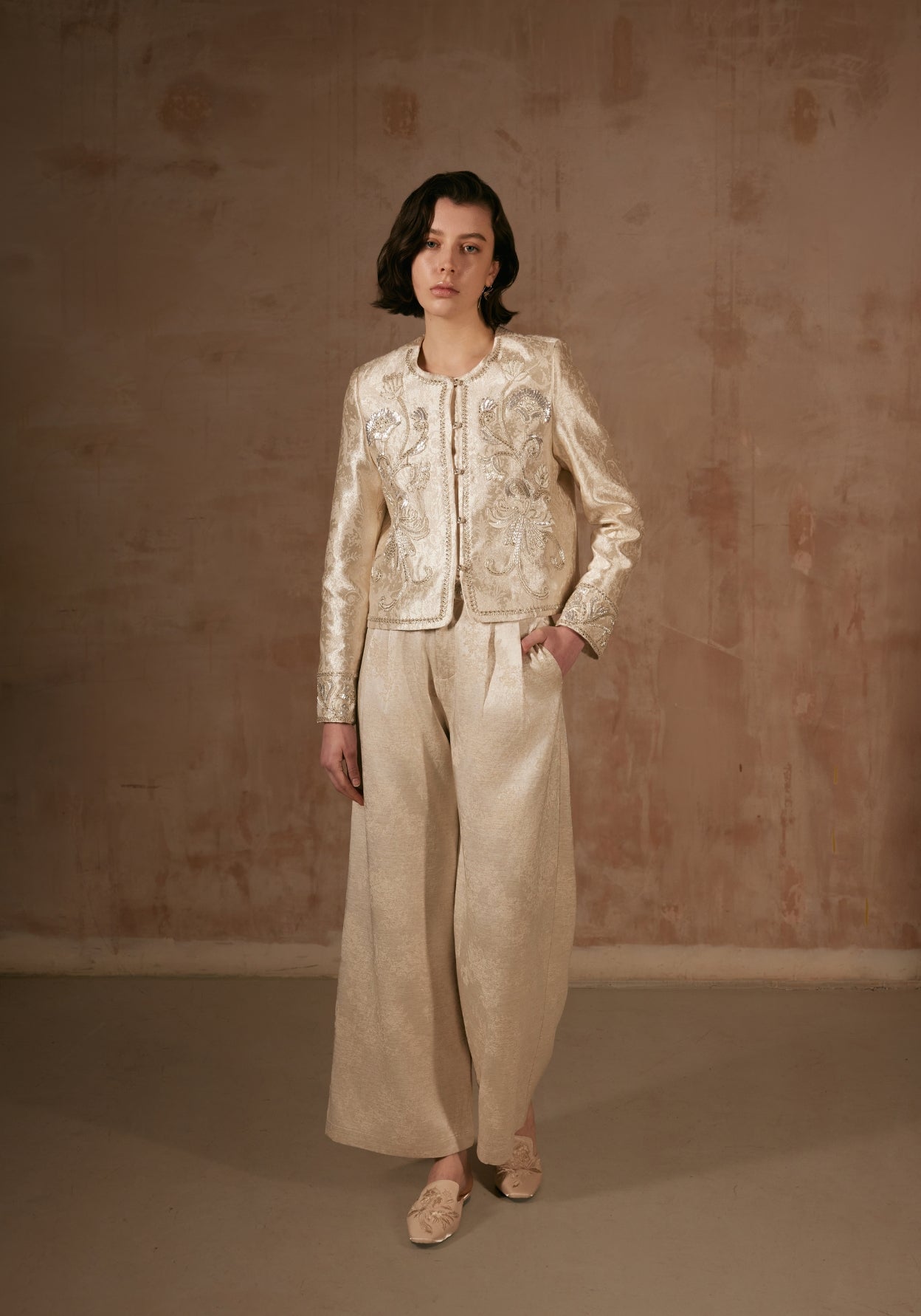 Champagne Beading Trousers