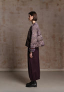 Purple Puffer Jacket with Fur Details