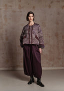 Purple Puffer Jacket with Fur Details