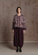 Purple Puffer Jacket with Fur Details