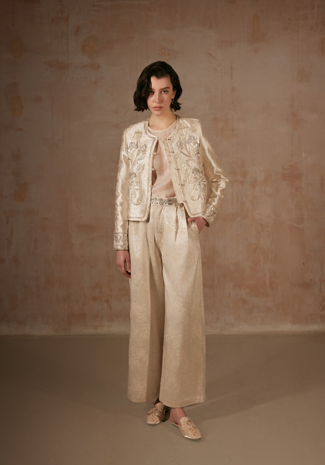 Champagne Beading Trousers