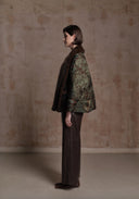 Green Puffer Jacket with Hand-woven Fur Collars