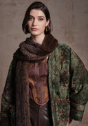 Green Puffer Jacket with Hand-woven Fur Collars