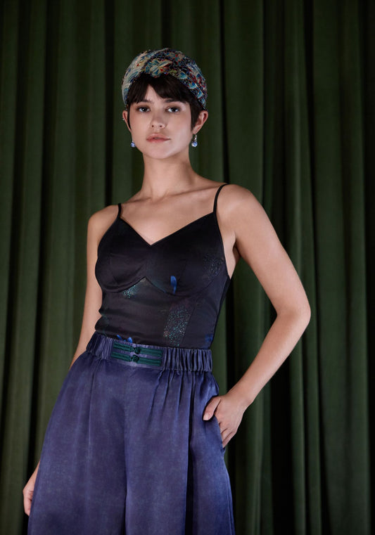 Purple Mud-Dyed Silk Trousers