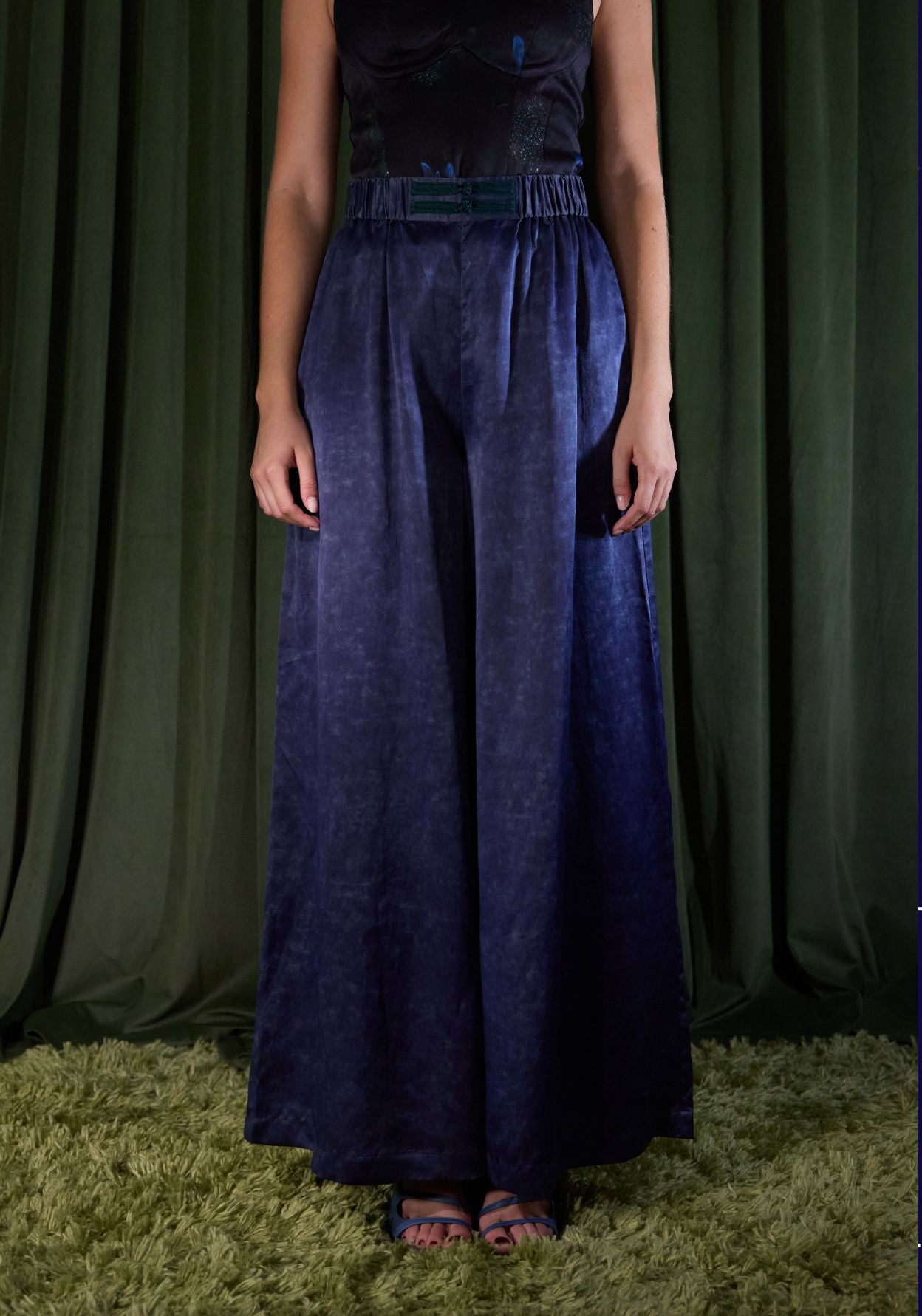 Purple Mud-Dyed Silk Trousers