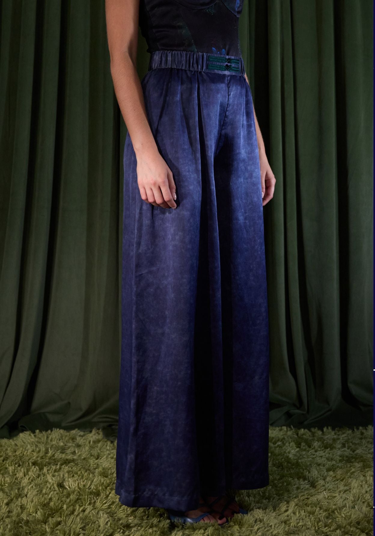 Purple Mud-Dyed Silk Trousers