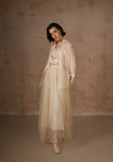 White Lace Silk Shirt with Beadings