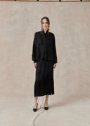 Black Embellished Mulberry Silk Jacket