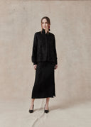 Black Embellished Mulberry Silk Jacket