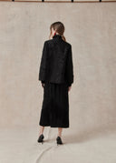 Black Embellished Mulberry Silk Jacket