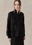 Black Embellished Mulberry Silk Jacket