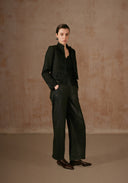 Black Crop Jacket with Sequins Details