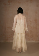 White Lace Silk Shirt with Beadings