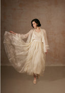 White Lace Silk Shirt with Beadings