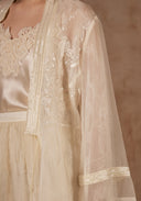 White Lace Silk Shirt with Beadings