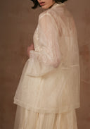 White Lace Silk Shirt with Beadings