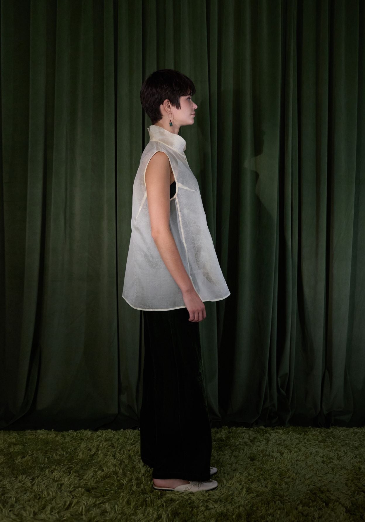 Beige Sheer Mulberry Silk Top