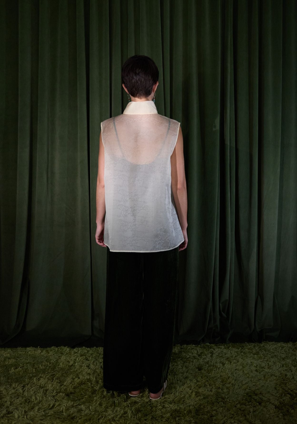 Beige Sheer Mulberry Silk Top