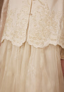 White Beading Vest with Mandarin collar