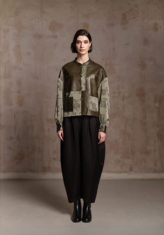 Green Leather Patchwork Jacket