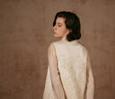 White Beading Vest with Mandarin collar