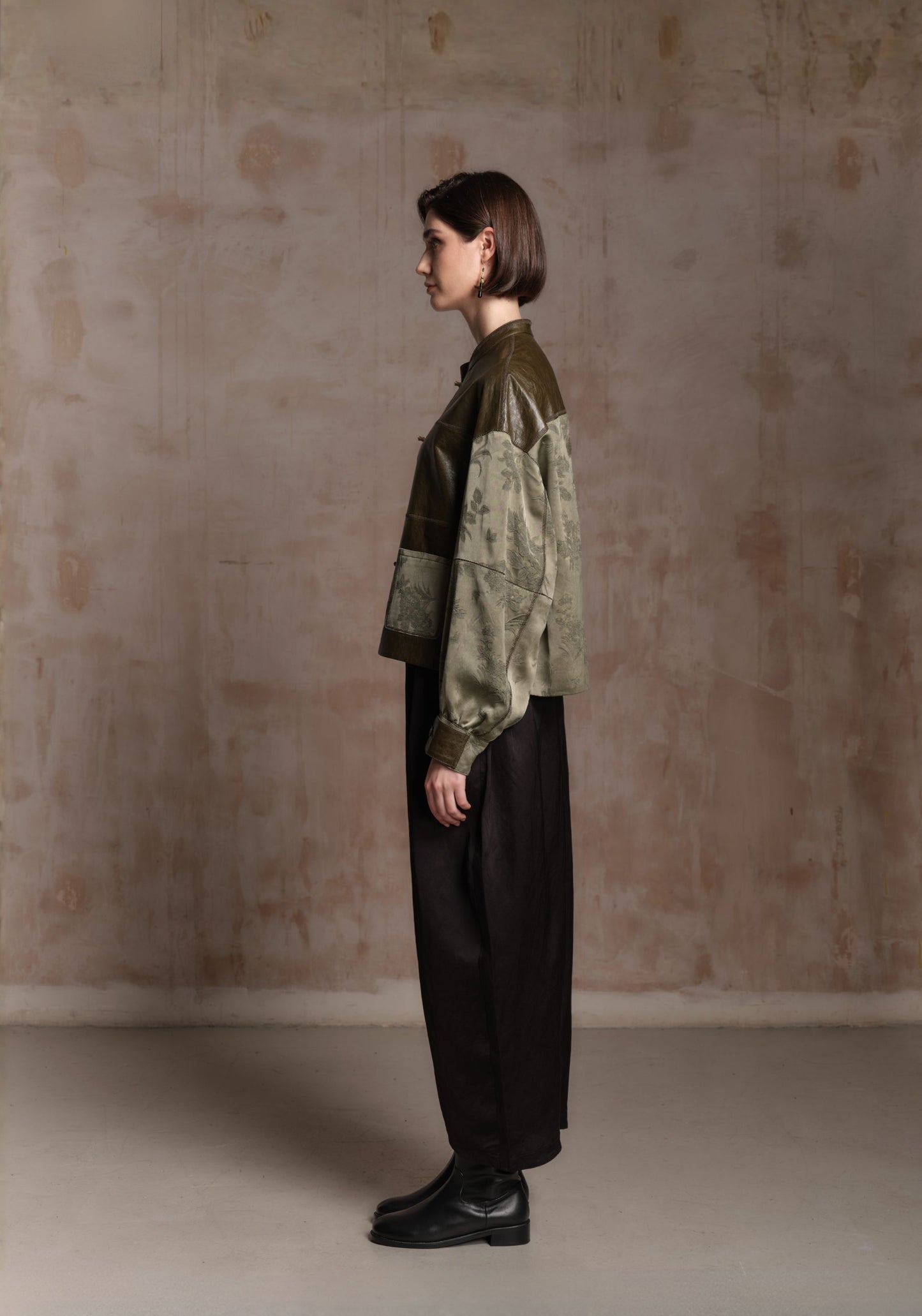 Green Leather Patchwork Jacket