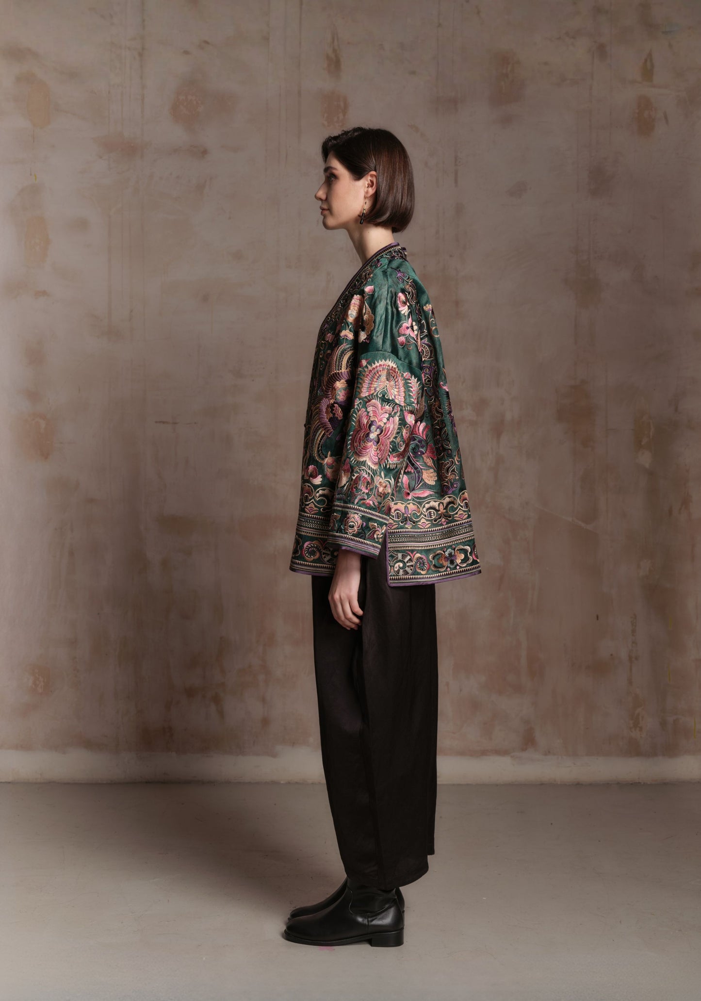 Green Embroidery Chinese Style Jacket