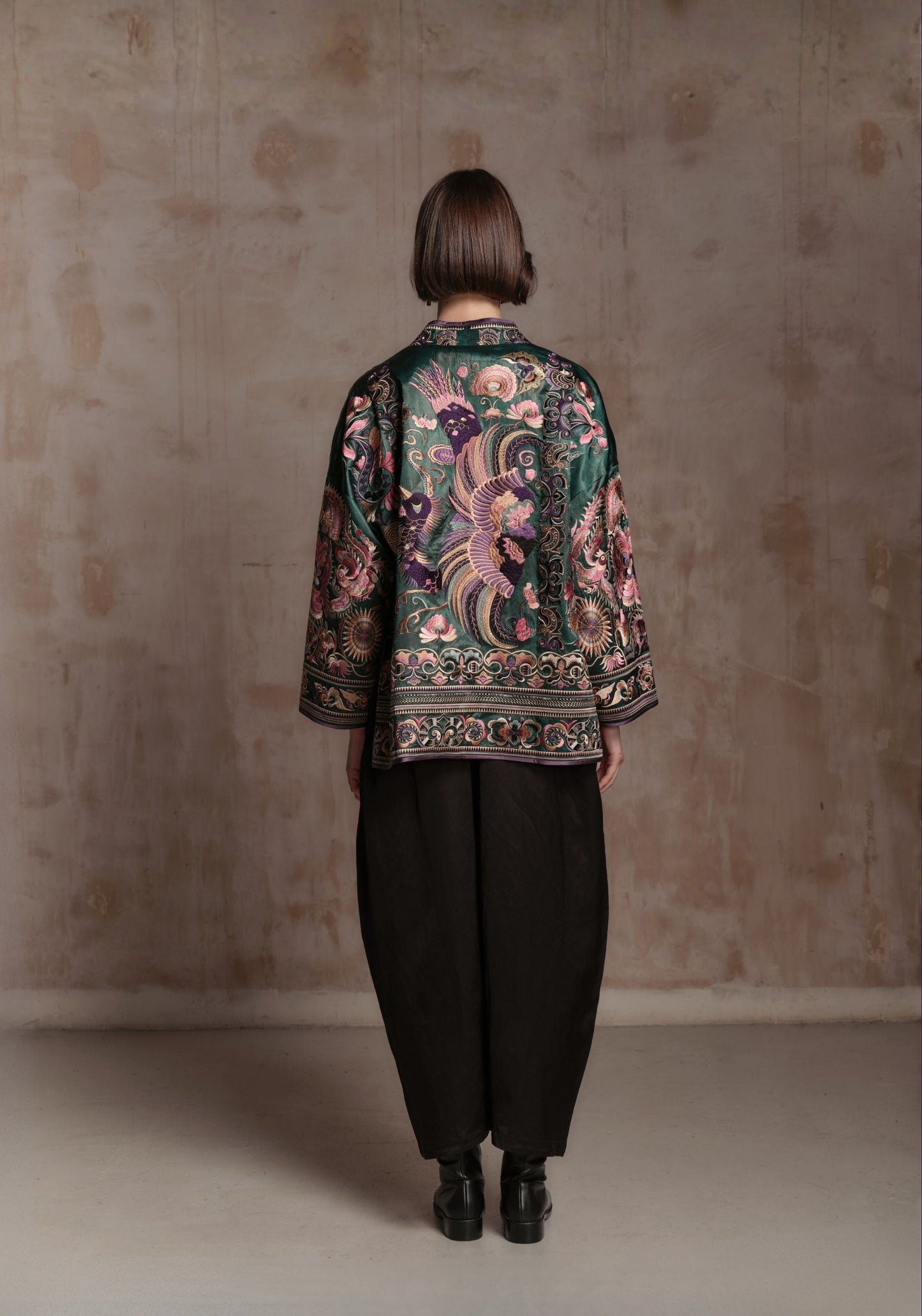 Green Embroidery Chinese Style Jacket
