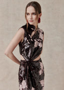 Sequin Dress with Floral Detailing for Evening & Special Occasions