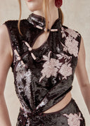 Sequin Dress with Floral Detailing for Evening & Special Occasions