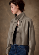Gray Leather Cropped Jacket