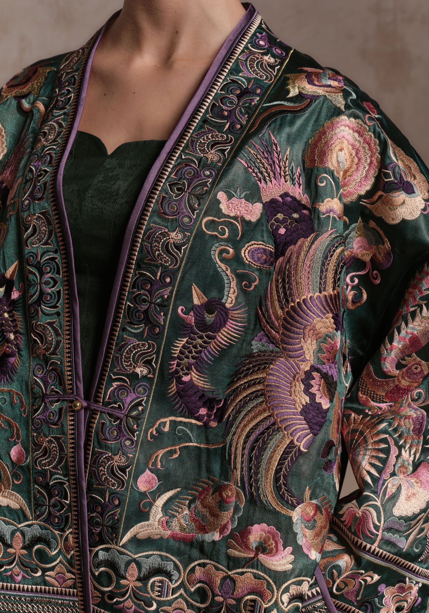 Green Embroidery Chinese Style Jacket