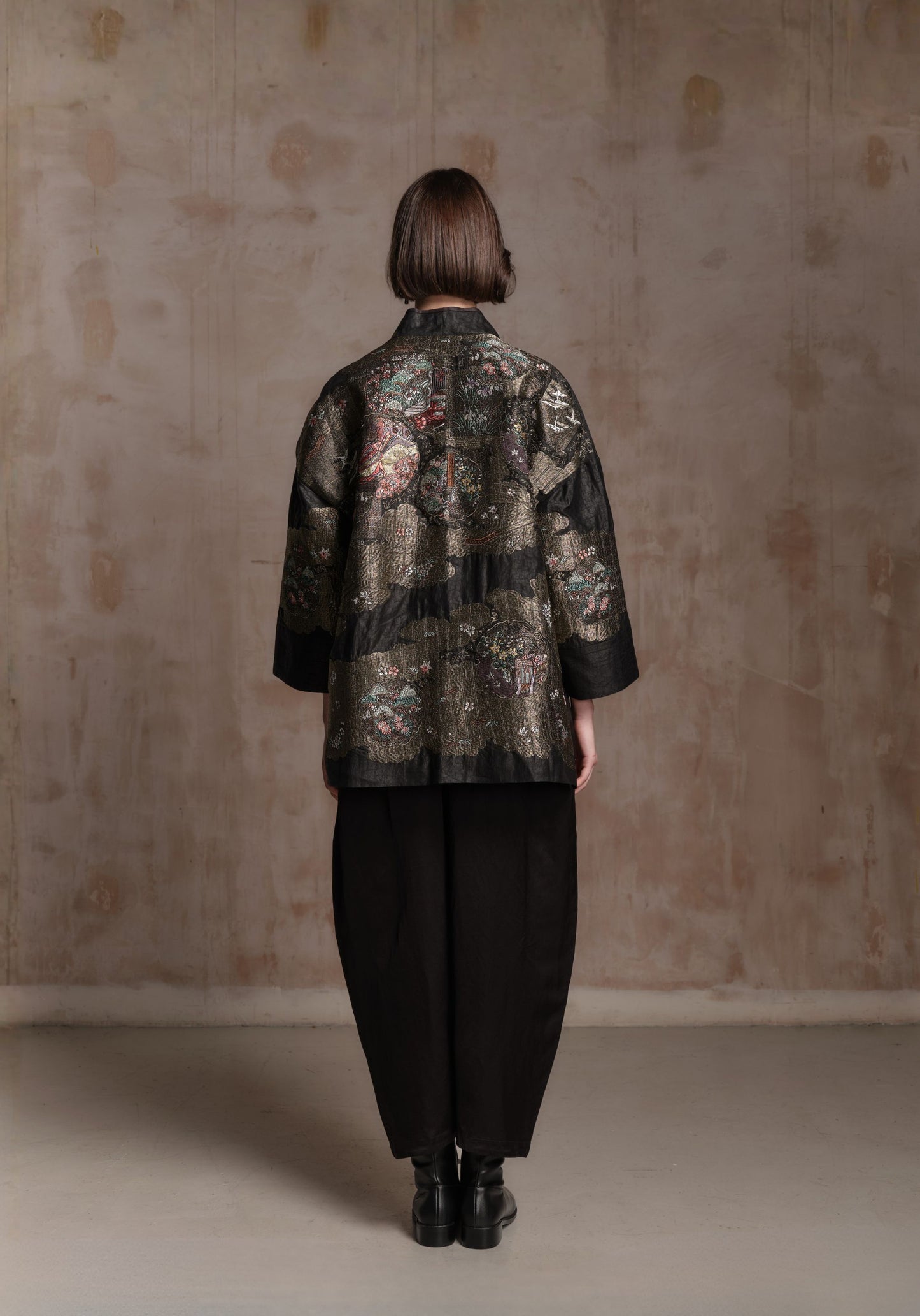 Black Mud-Dyed Silk Embroidered Jacket