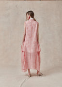 Pink Floral Jacquard Viscose-Blend Dress