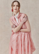 Pink Floral Jacquard Viscose-Blend Dress