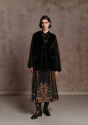 Black Fur Coat with Chinese buttons