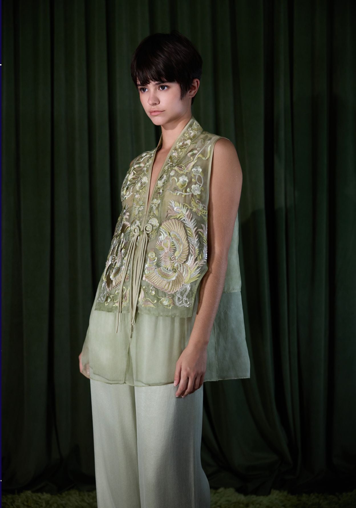 Light Green Silk Trousers