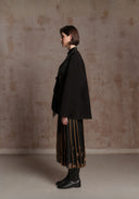 Black Fur Coat with Chinese buttons