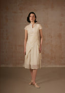 Cream Dress with Pearl Buttons