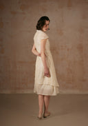 Cream Dress with Pearl Buttons