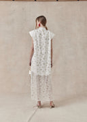 Sheer Embroidered Dress with Floral Detail