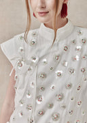 Sheer Embroidered Dress with Floral Detail