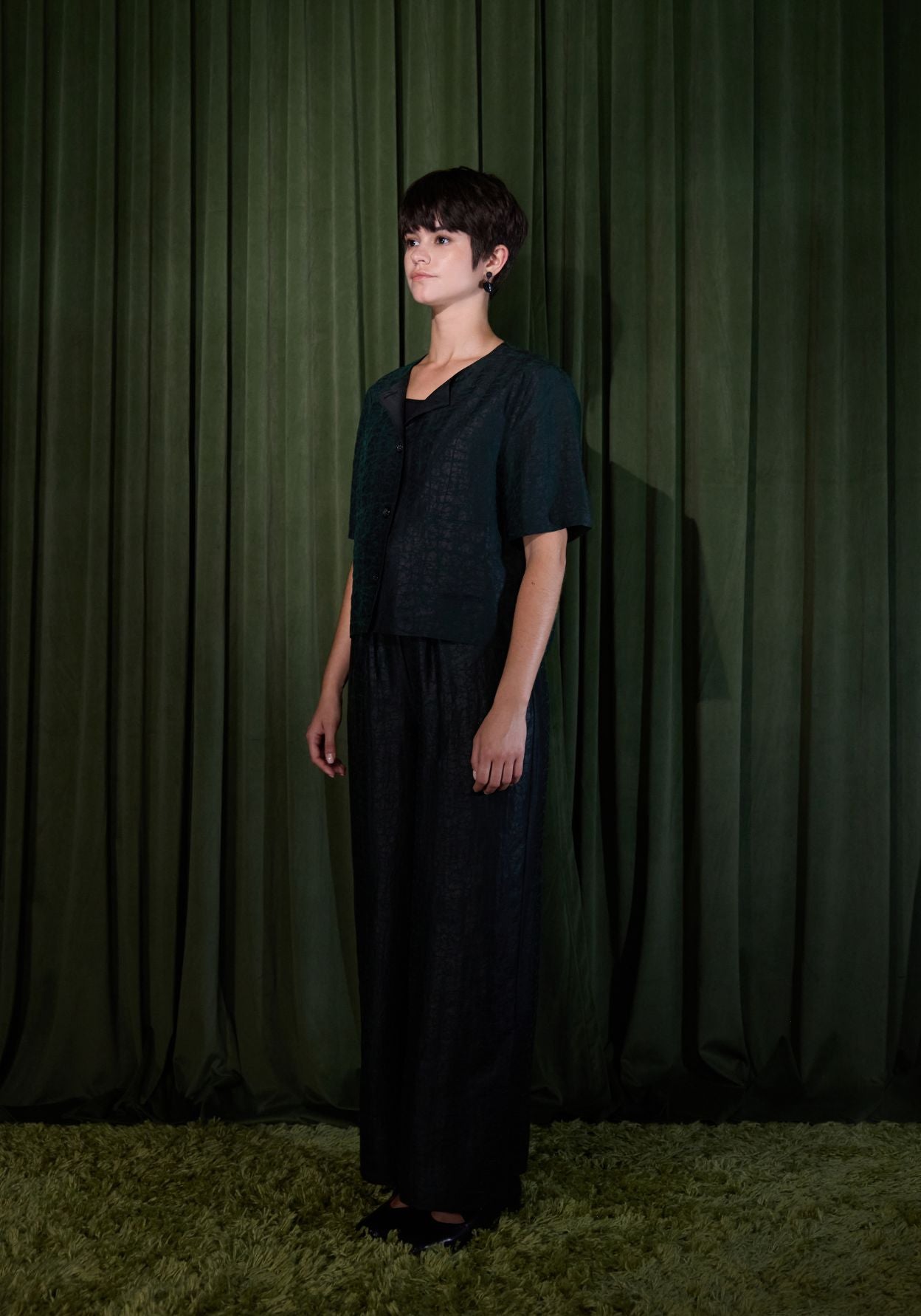 Mud-Dye Silk Short Sleeve Top