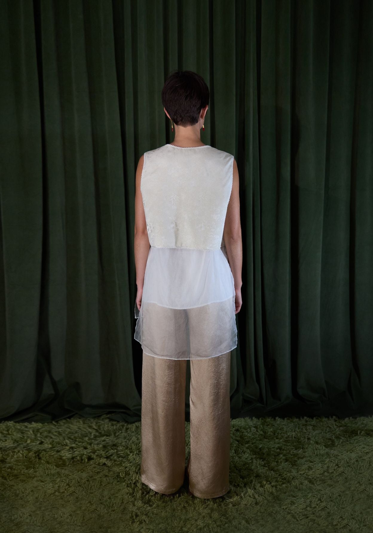 White Vest with Sheer Organza Base