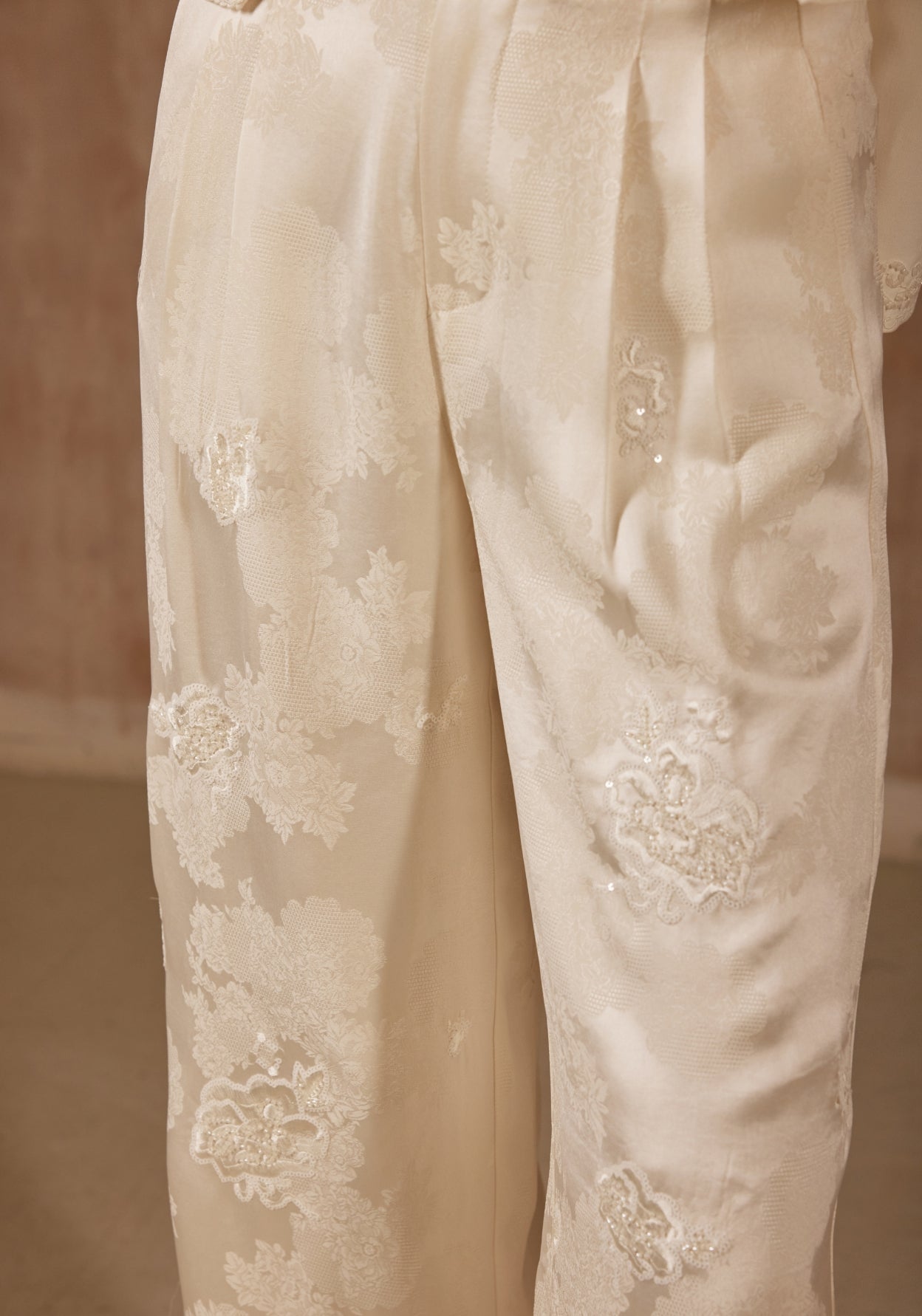 White Jacquard Trousers