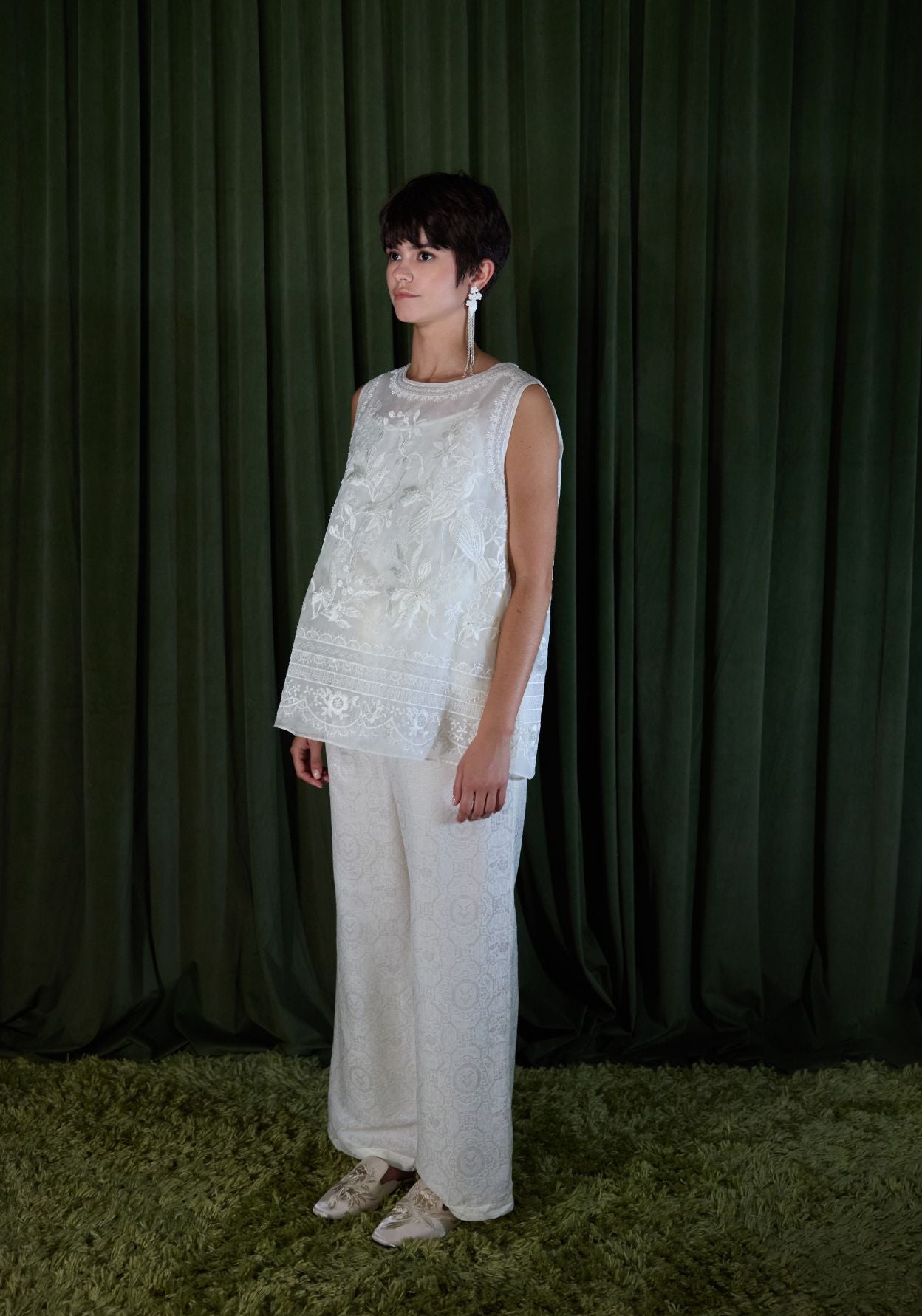 White Top with Embroidery Details
