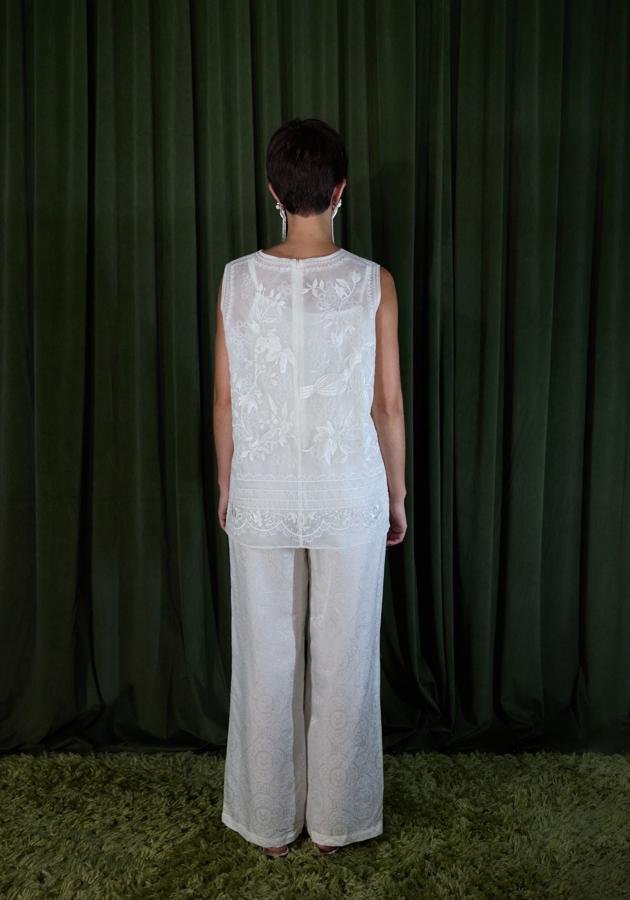 White Top with Embroidery Details