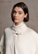 White Cashmere Coat with Chinese Button