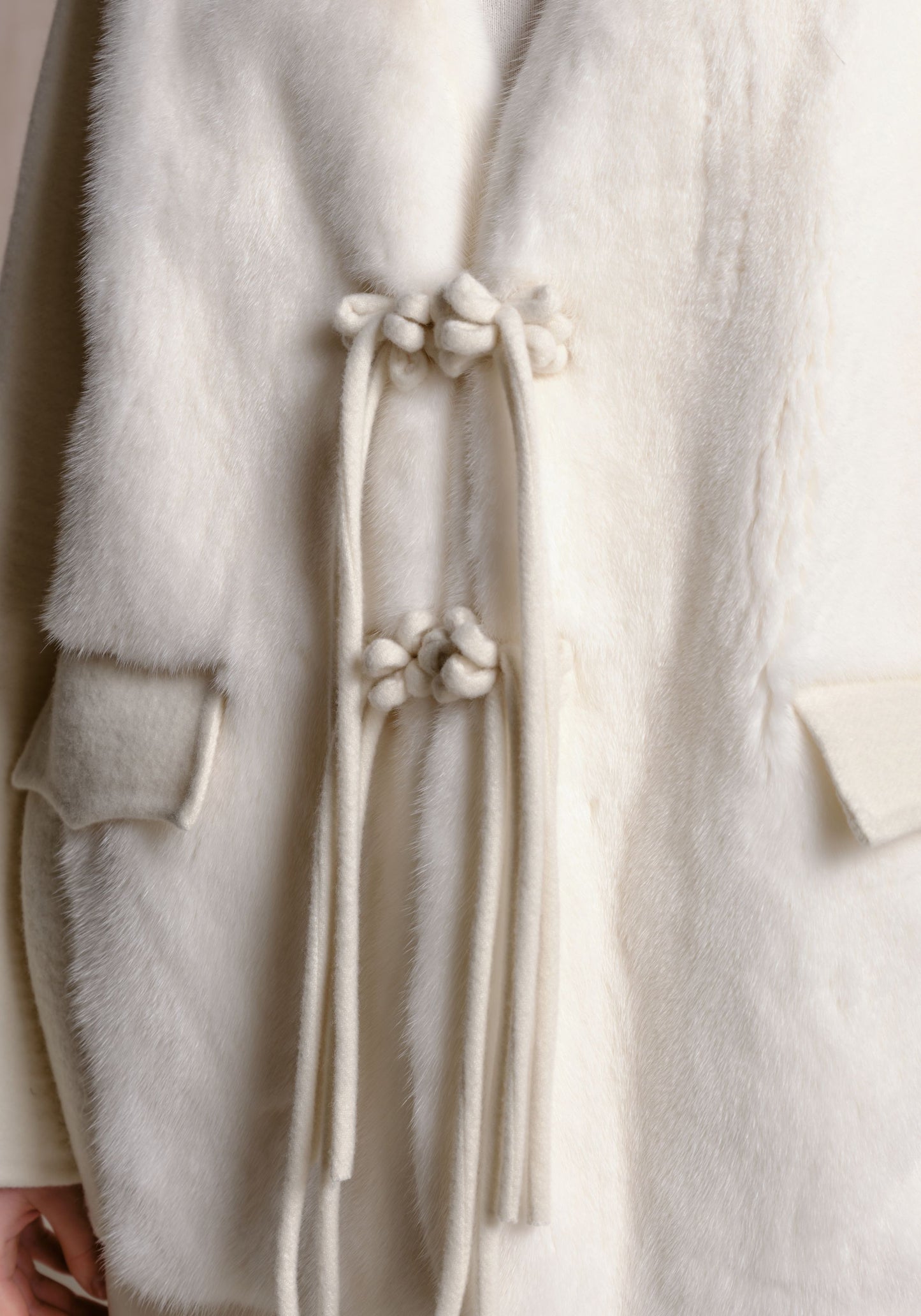 White Fur Coat with Chinese buttons